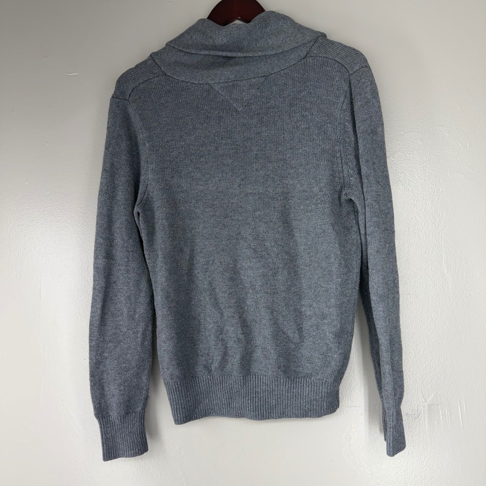 Tommy Hilfiger Womens Gray Shawl Collar Cotton Blend Knit Sweater Size L - Picture 7 of 7
